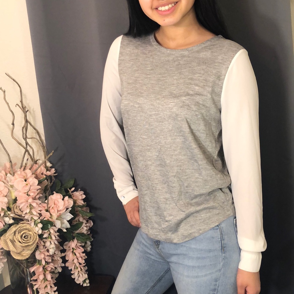 Grey shirt with white sleeves